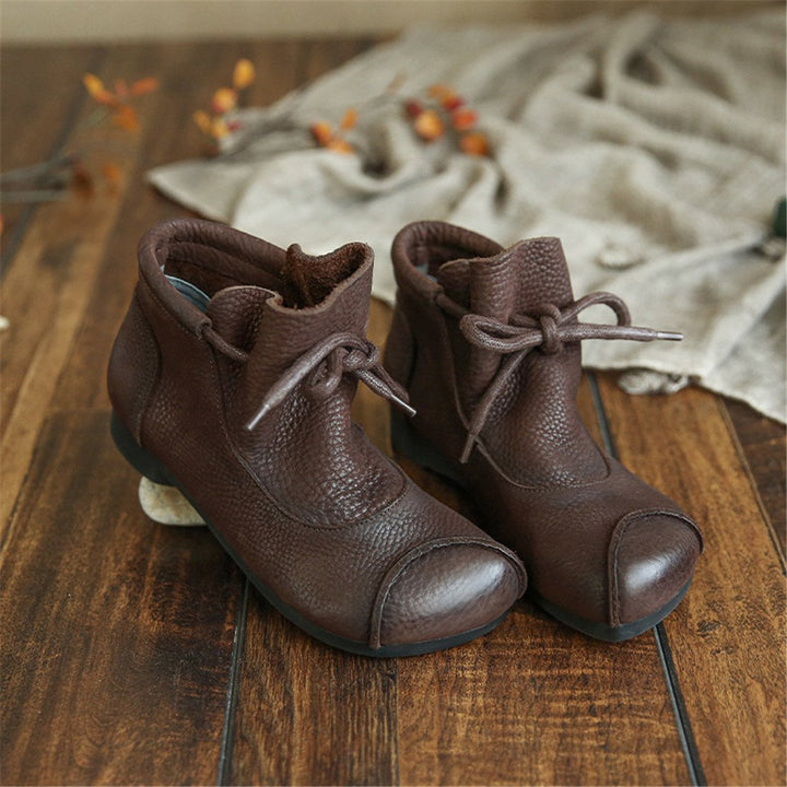 Women's Lace-Up Ankle Boots with Closed Rounded Toe