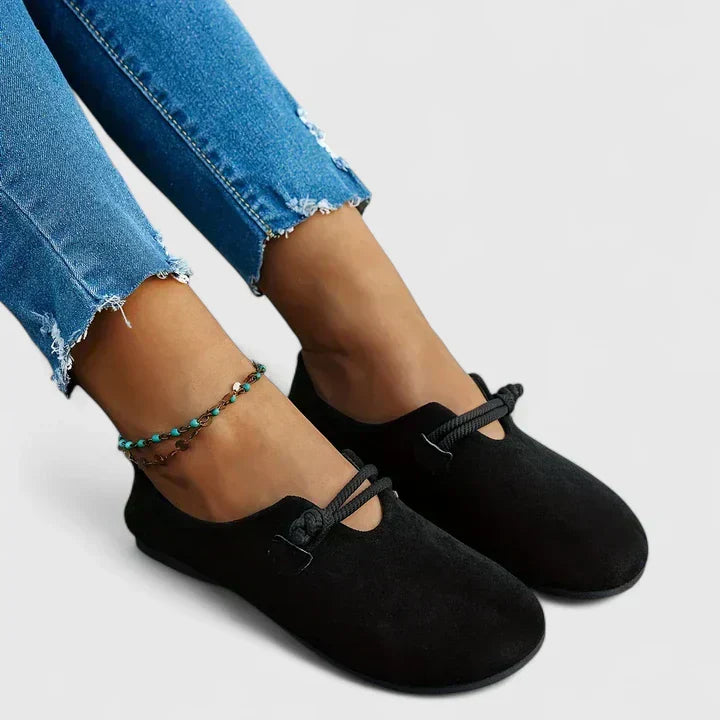 Women's Slip On Flat Shoes with Round Toe and Rope Detail