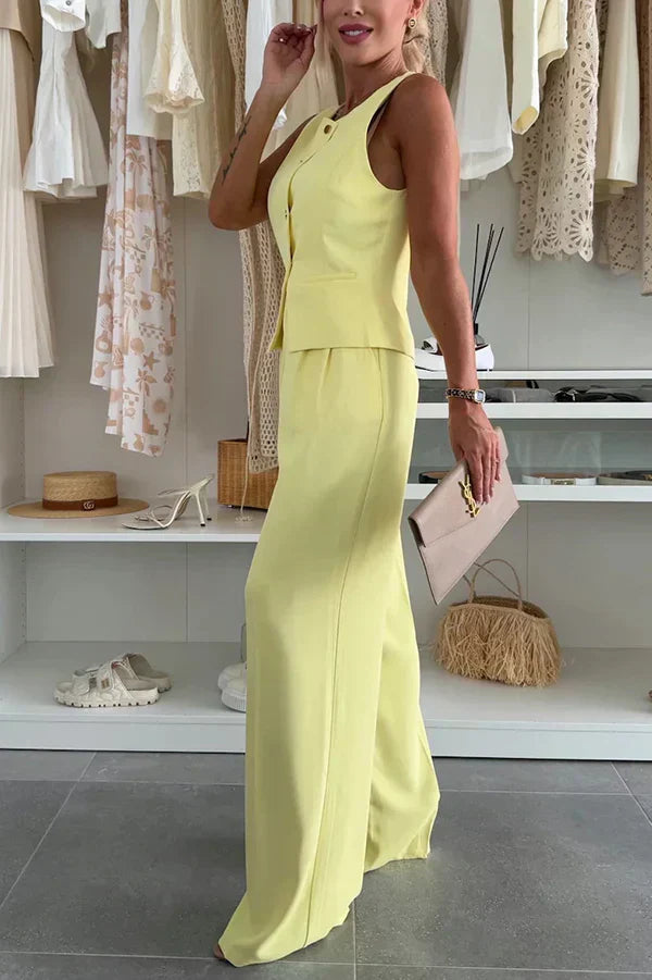 Women’s Vest and Trouser Set with Sleeveless Top Straight Leg