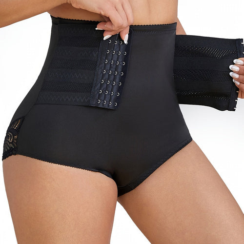 Women's High-Waist Brief Shapewear with Hook-and-Eye Closure
