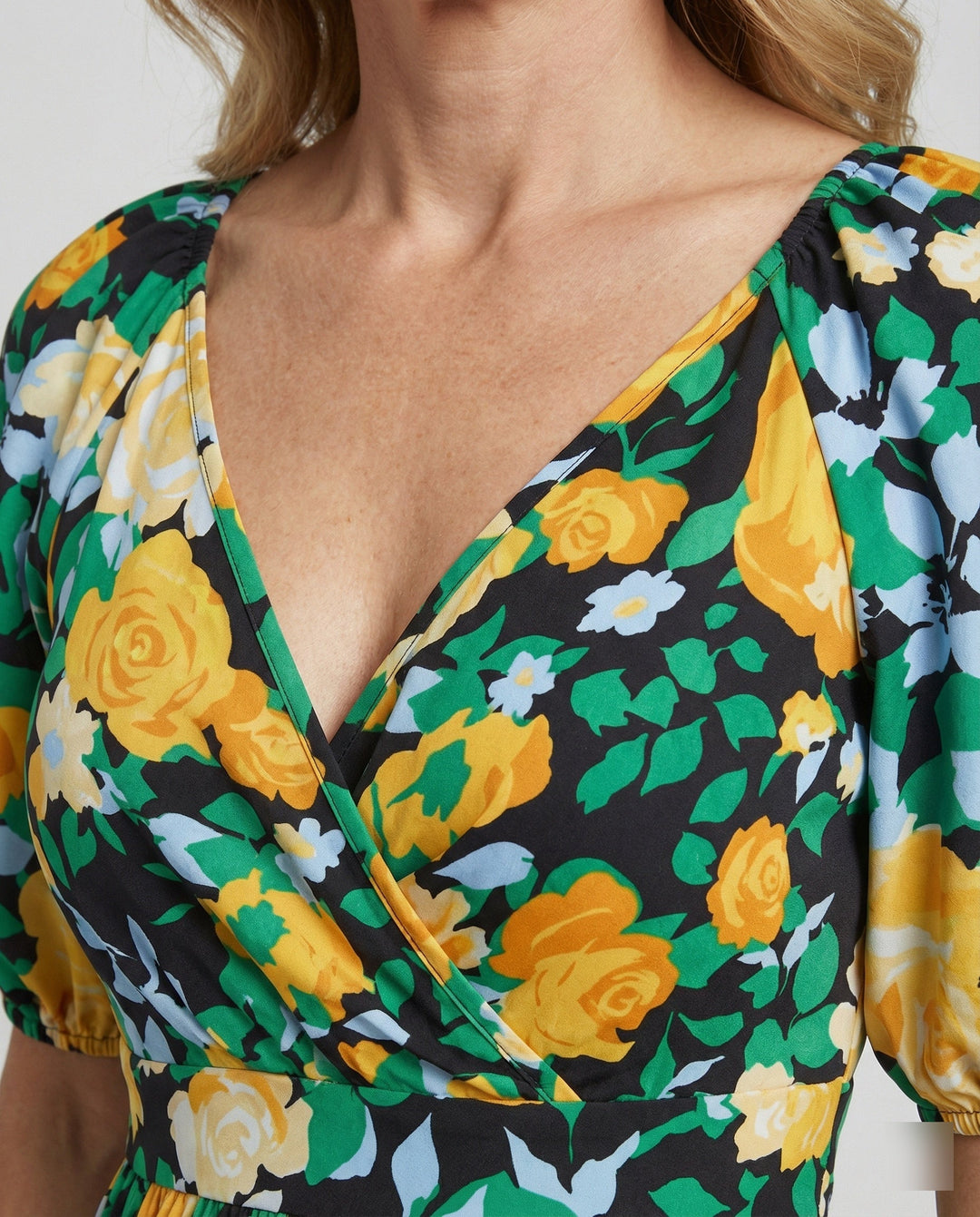 Ladies Mini Dress Floral Wrap Look