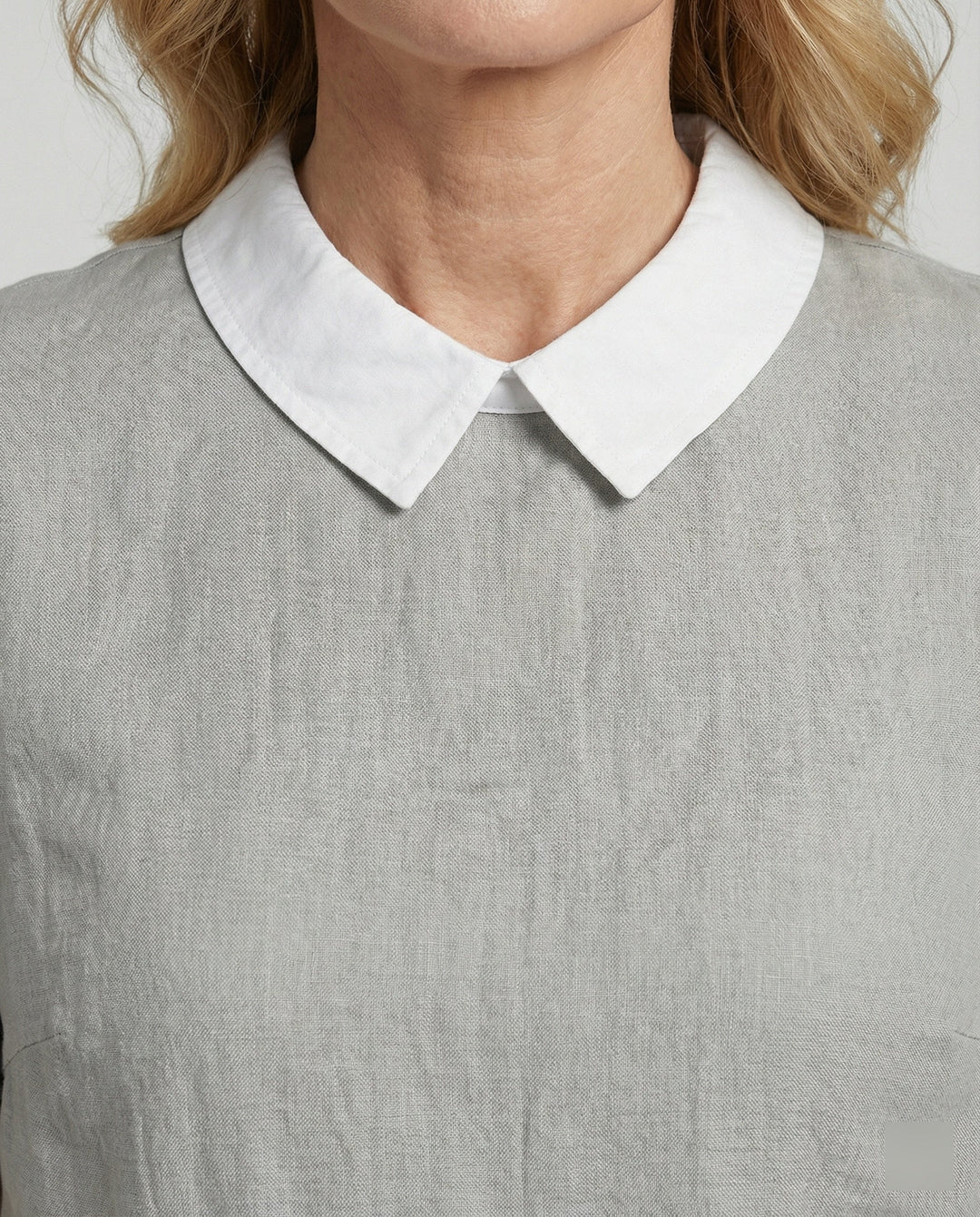 Ladies Blouse Linen Peter Pan Collar