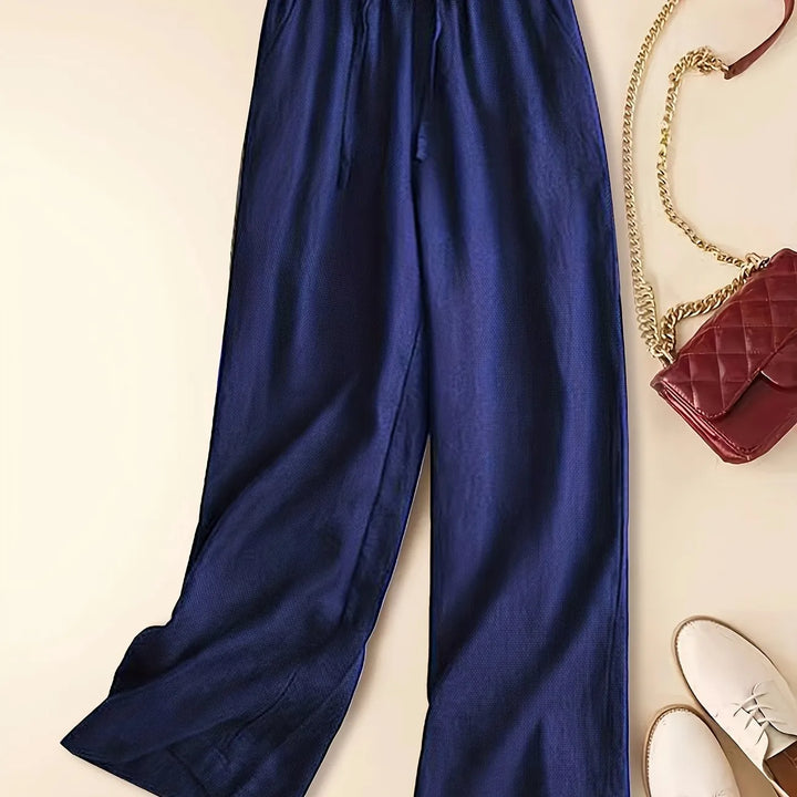 Women's Wide Leg Pants with Drawstring Waist Pull-On