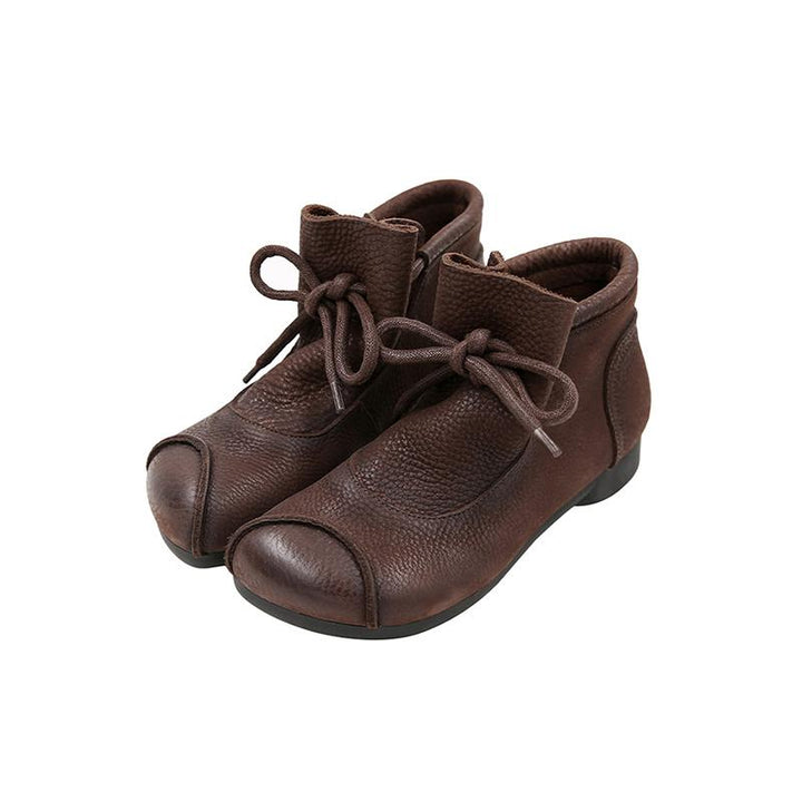 Women's Lace-Up Ankle Boots with Closed Rounded Toe
