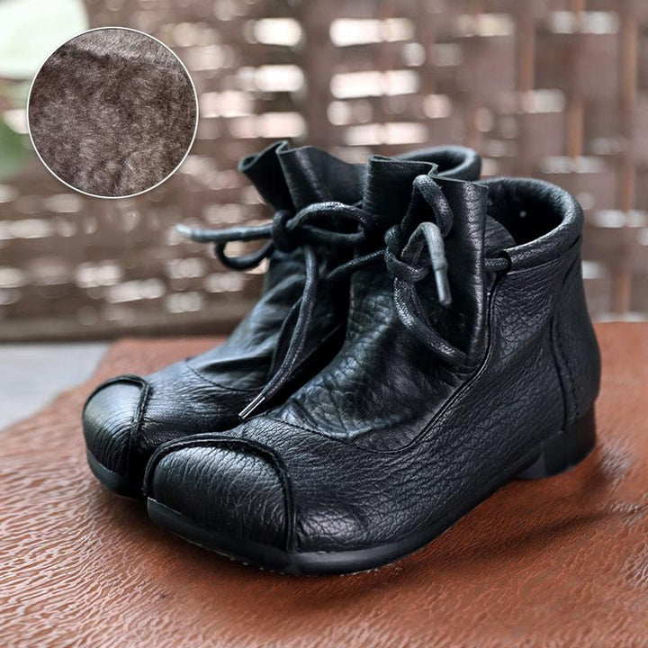 Women's Lace-Up Ankle Boots with Closed Rounded Toe