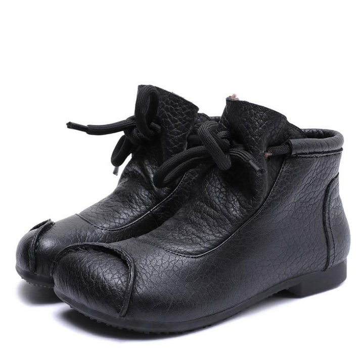 Women's Lace-Up Ankle Boots with Closed Rounded Toe