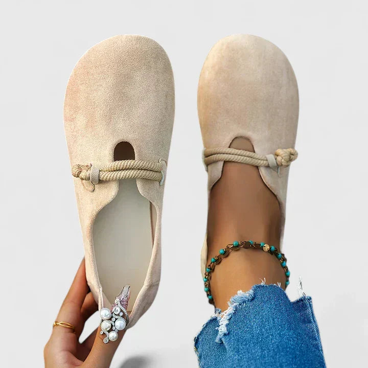 Women's Slip On Flat Shoes with Round Toe and Rope Detail