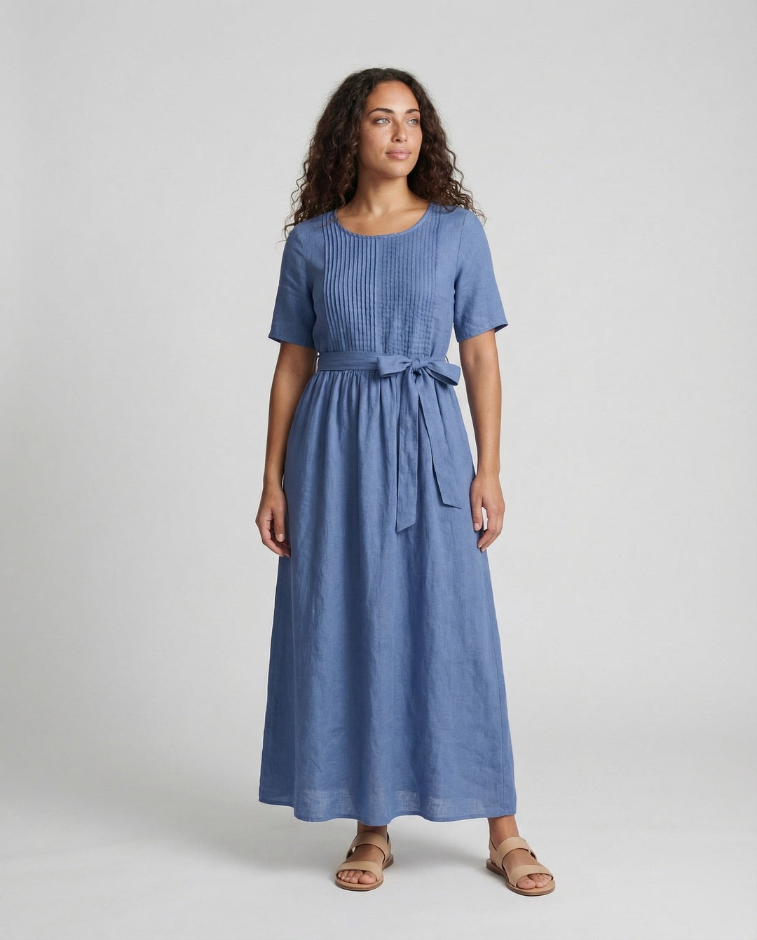 Women Linen Maxi Dress Belt