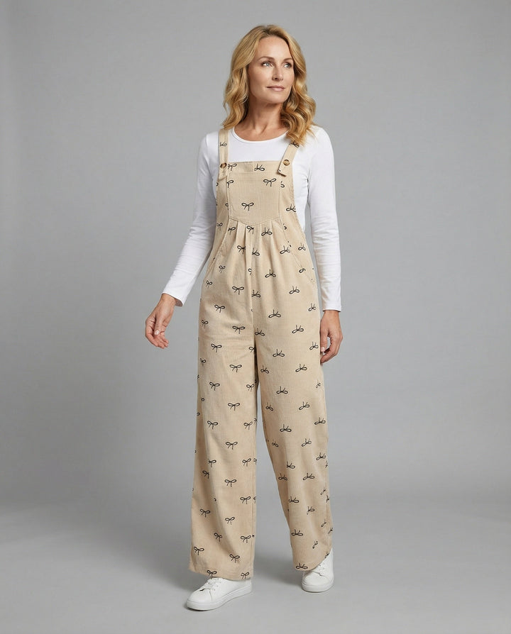 Women's Corduroy Overalls Print