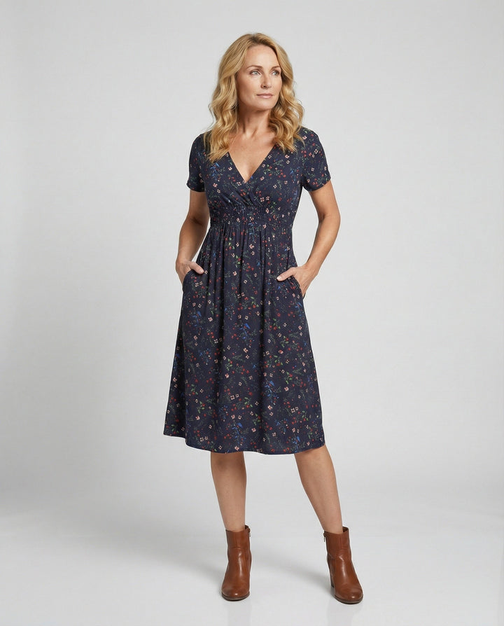 Women’s midi dress smocked waist