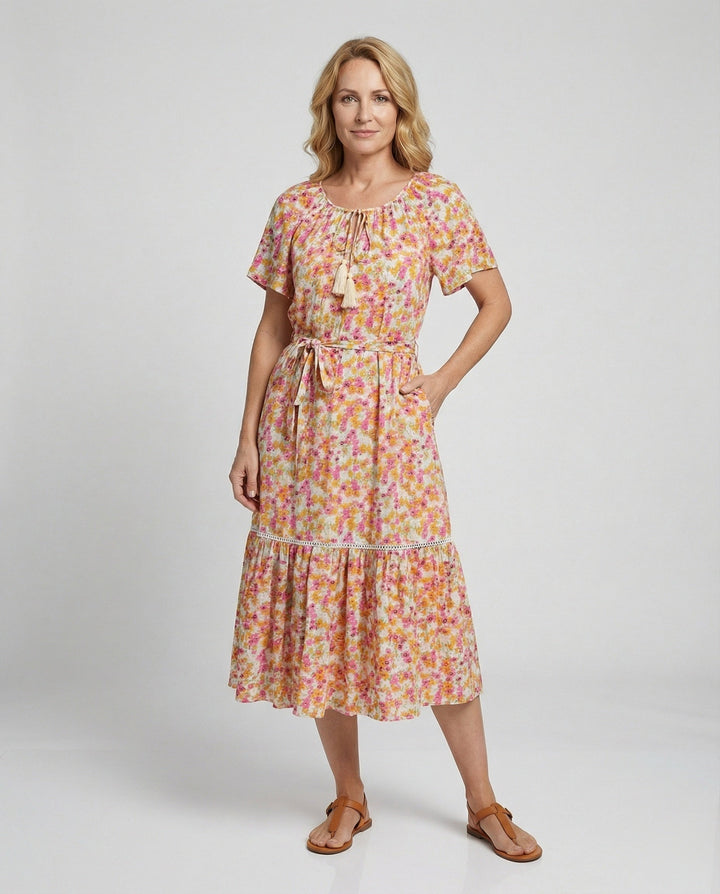 Women’s midi dress with floral design