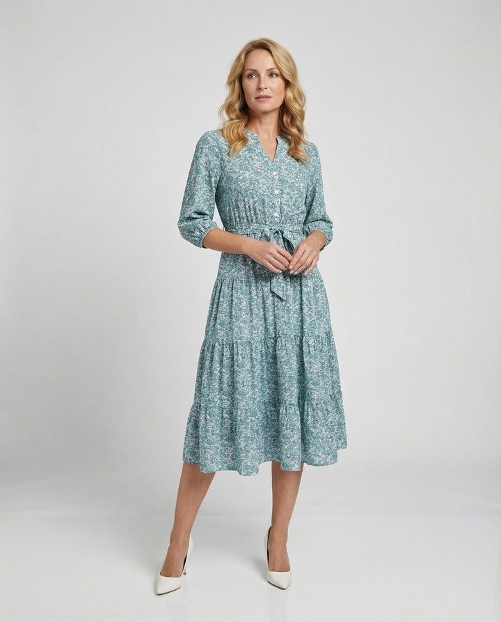 Women's midi dress summer with ruffle