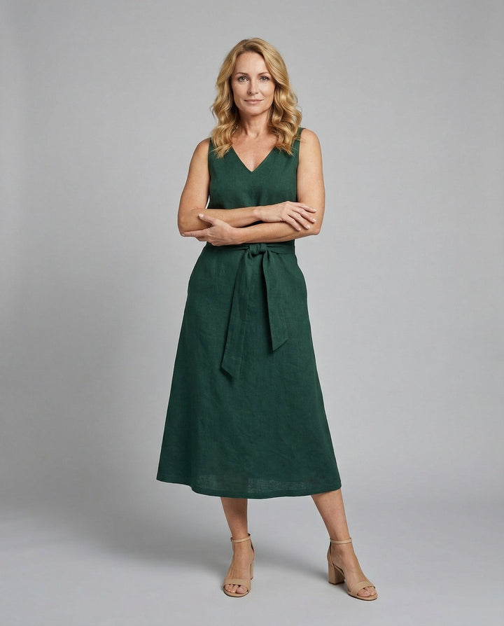 Women's Midi Dress Summer with V-Neck