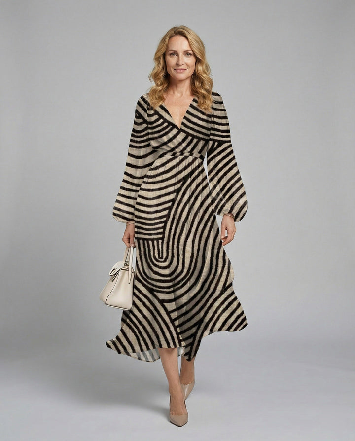 Women's Midi Dress Chiffon Wrap Look