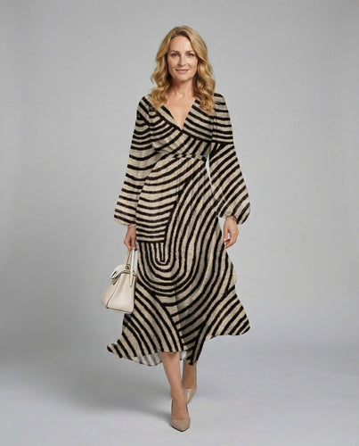 Women's Midi Dress Chiffon Wrap Look