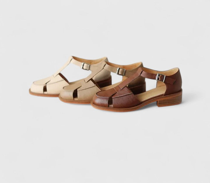 Women's Closed Toe Sandals with T-Strap Design