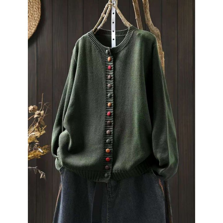 Women's Button Front Cardigan with Round Neckline