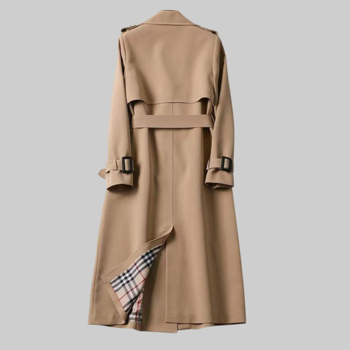 Women's Double-Breasted Trench Coat with Adjustable Straps