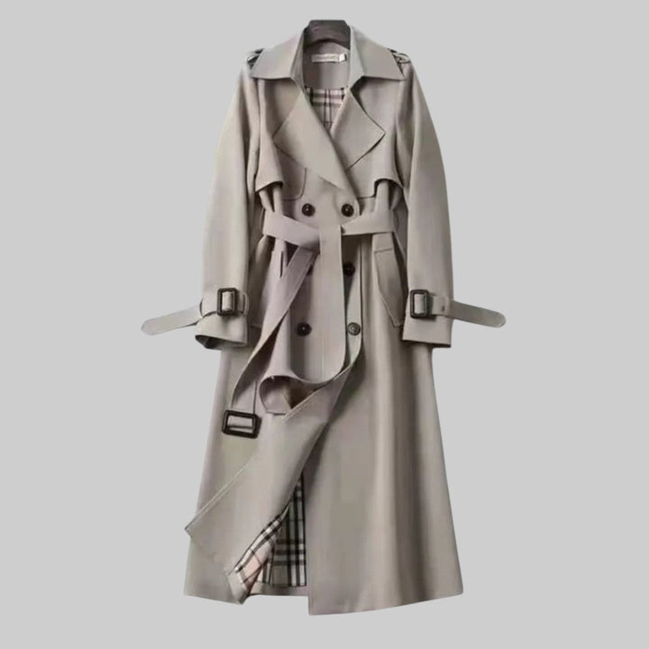Women's Double-Breasted Trench Coat with Adjustable Straps