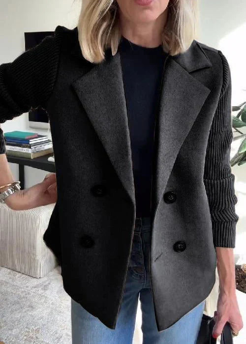 Women's Structured Short Coat with Lapel Button Front