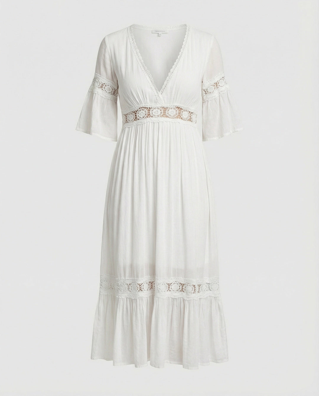 Ladies Midi Dress Lace V-Neck