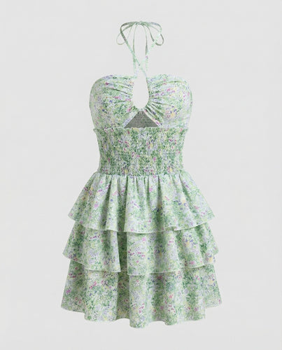 Ladies summer dress strapless with ruffle skirt