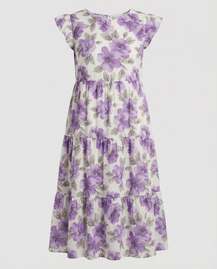 Women’s knee-length summer dress with ruffle