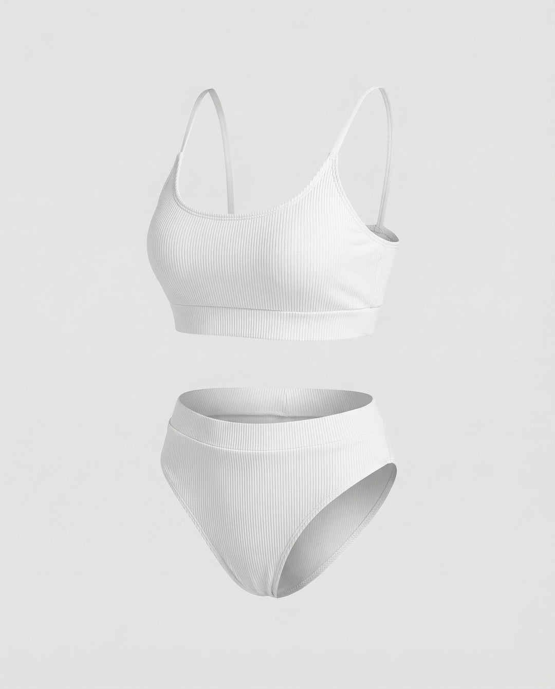 Women's Ribbed Bikini Set Spaghetti Strap Bustier