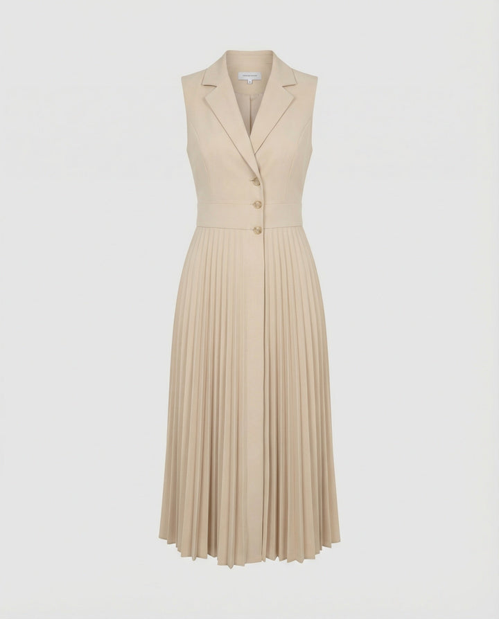 Women's midi dress sleeveless with pleated skirt