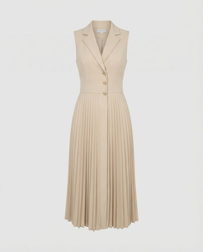Women's midi dress sleeveless with pleated skirt
