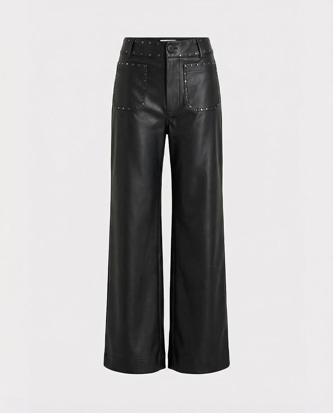Ladies trendy faux leather pants with studs