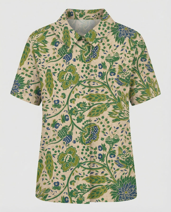 Ladies Blouse Linen Peter Pan Collar