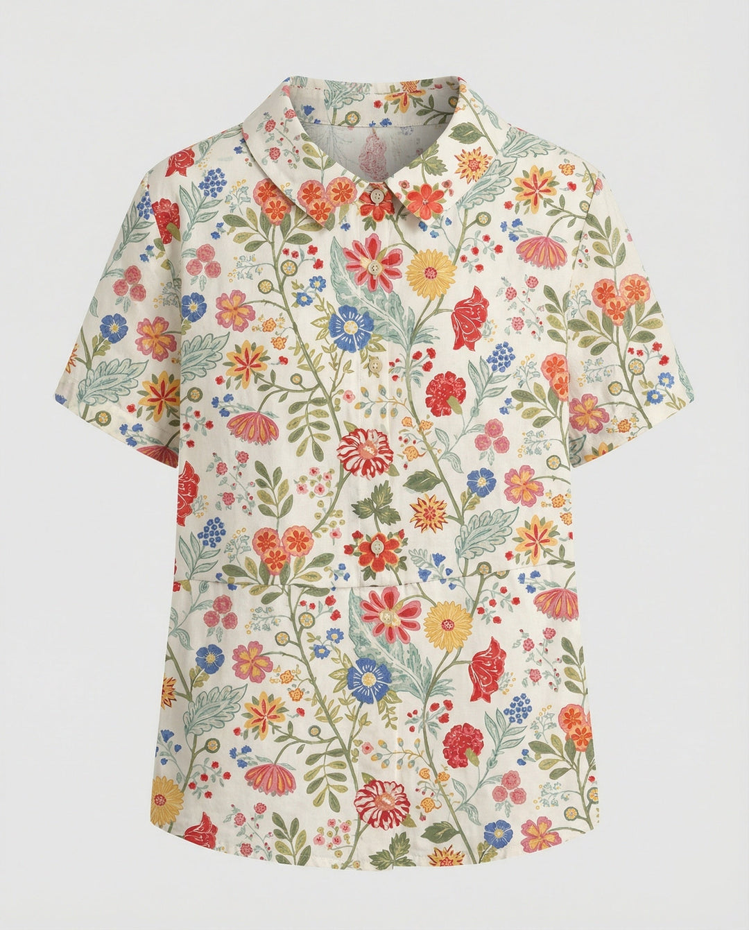 Ladies Blouse Linen Peter Pan Collar