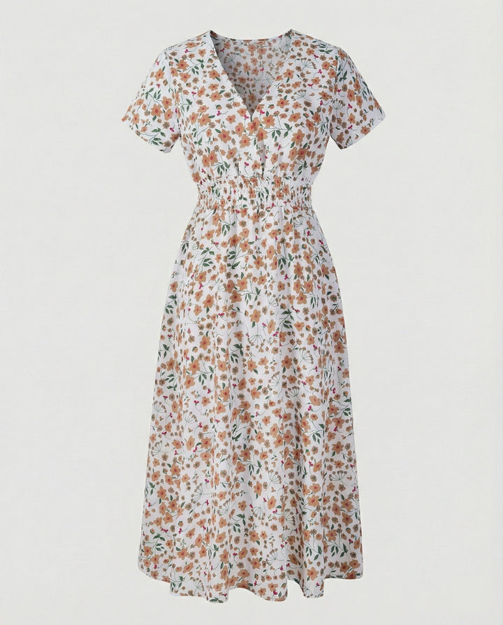 Women’s midi dress smocked waist