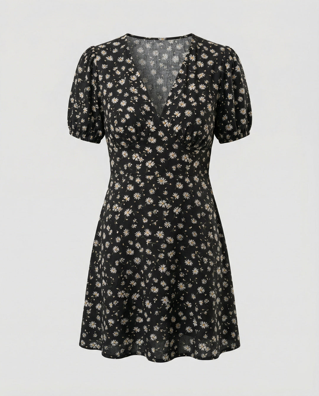 Ladies fitted mini dress with puff sleeves