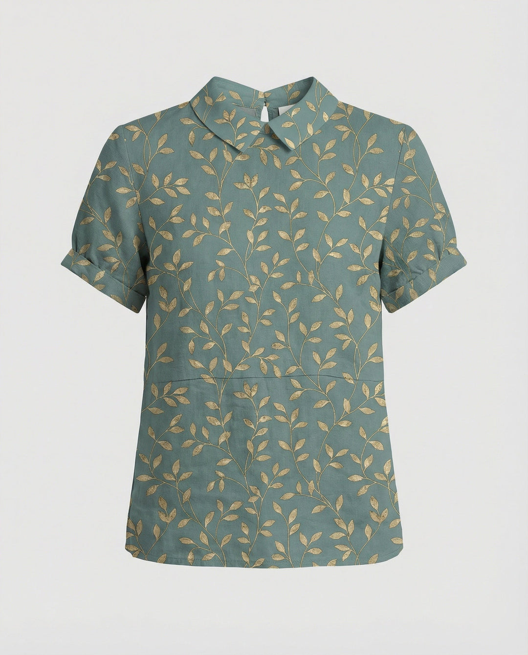 Ladies Blouse Linen Peter Pan Collar
