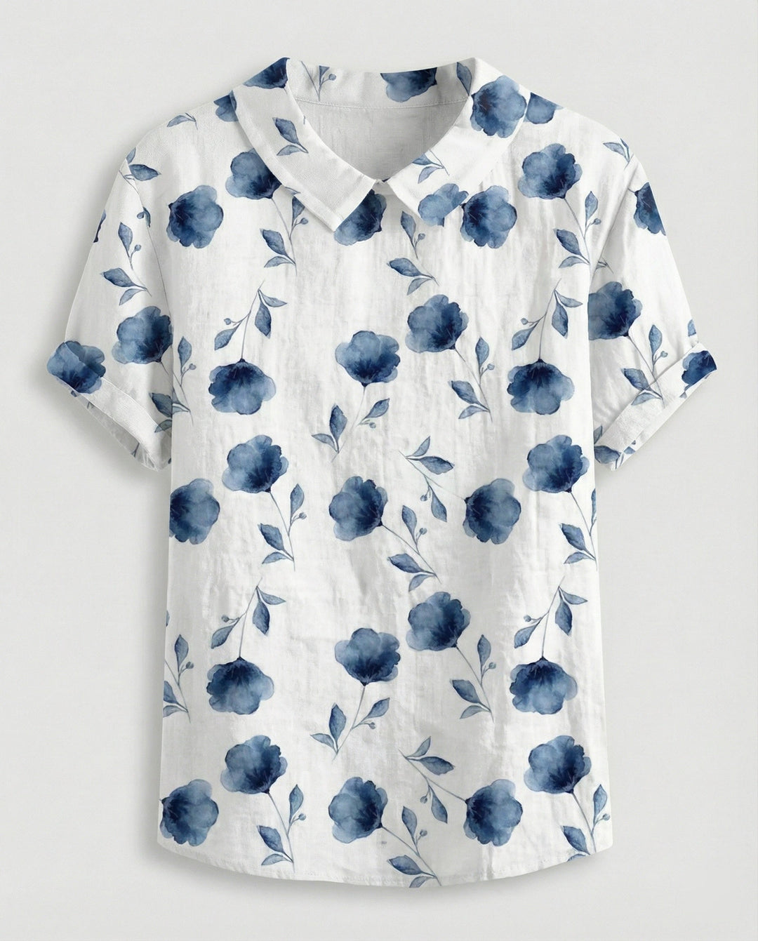 Ladies Blouse Linen Peter Pan Collar