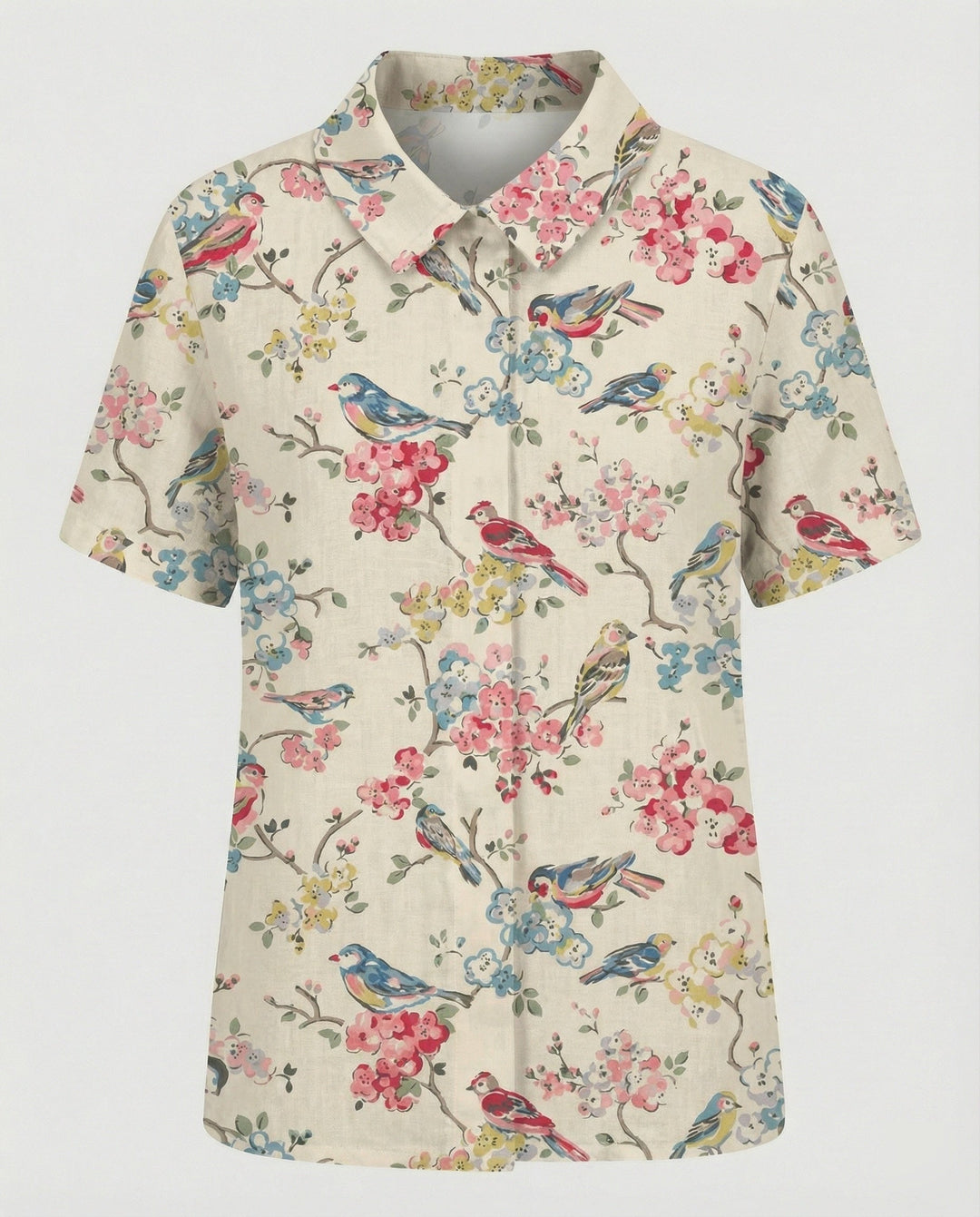 Ladies Blouse Linen Peter Pan Collar