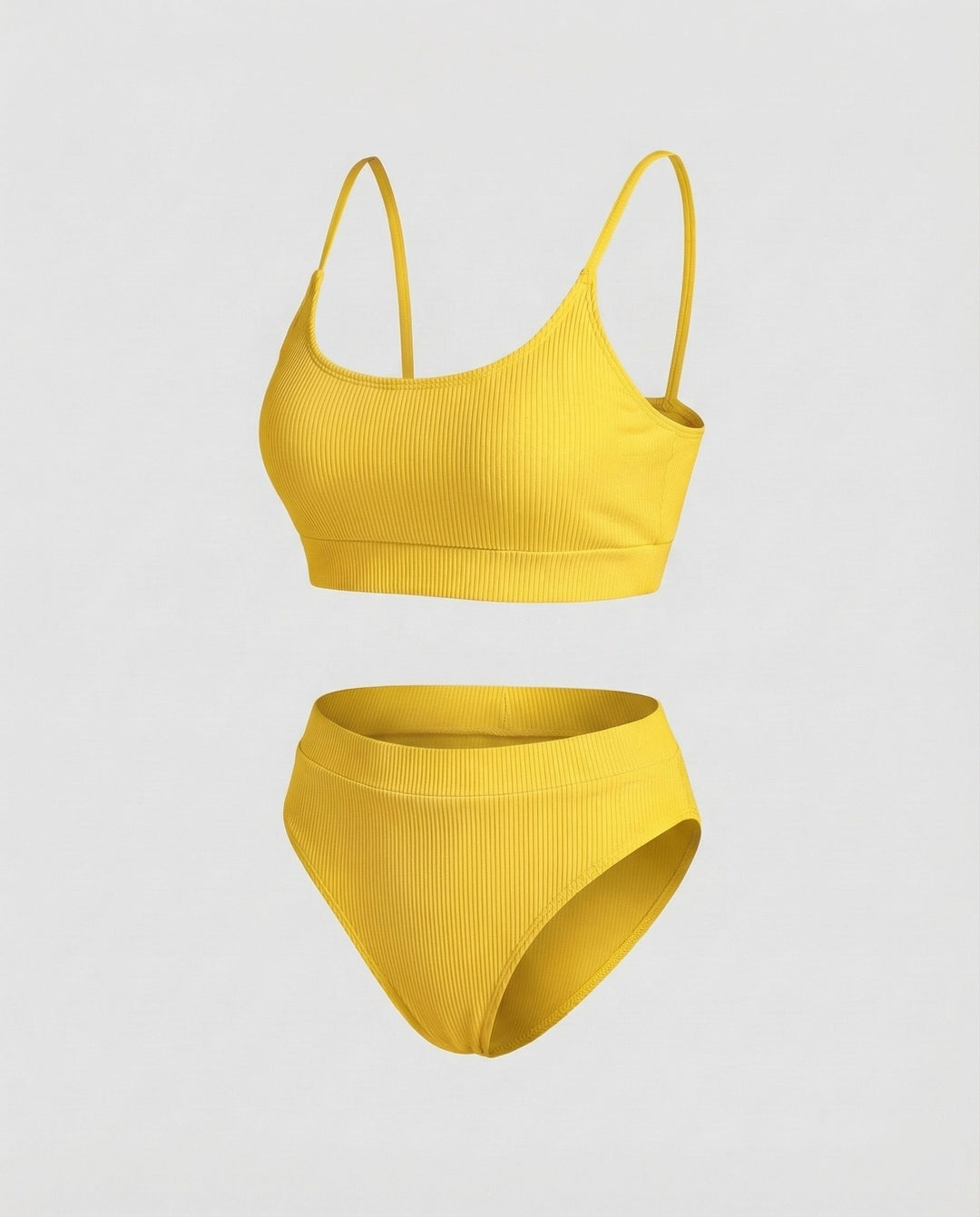 Ladies Rib Bikini Set Spaghetti Strap Bustier