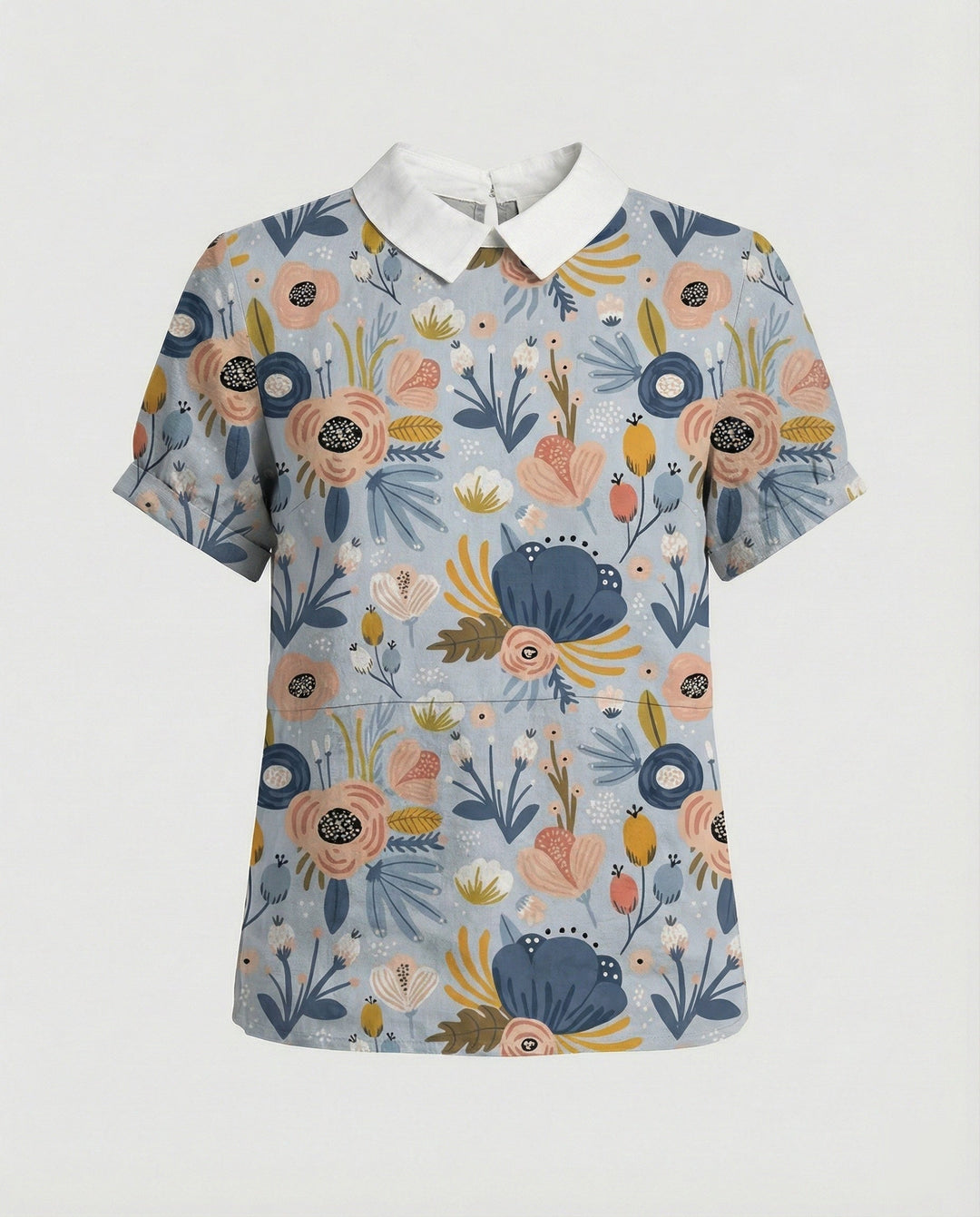 Ladies Blouse Linen Peter Pan Collar