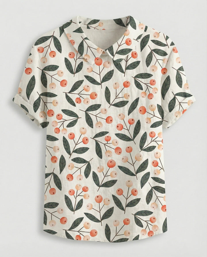 Ladies Blouse Linen Peter Pan Collar