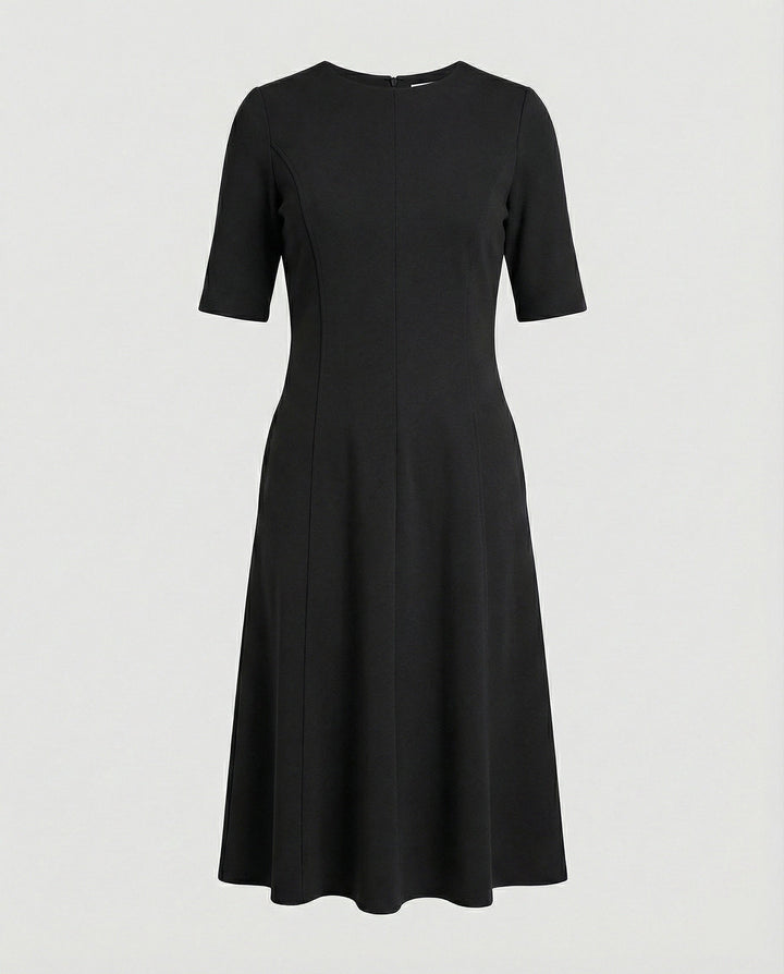 Ladies Midi Dress Elegant Half Sleeve