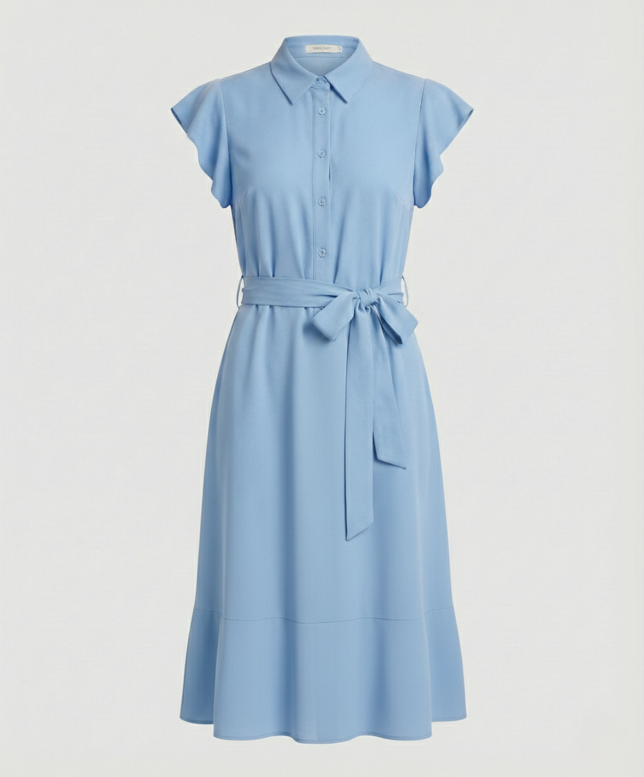 Ladies' midi dress elegant with stand-up collar