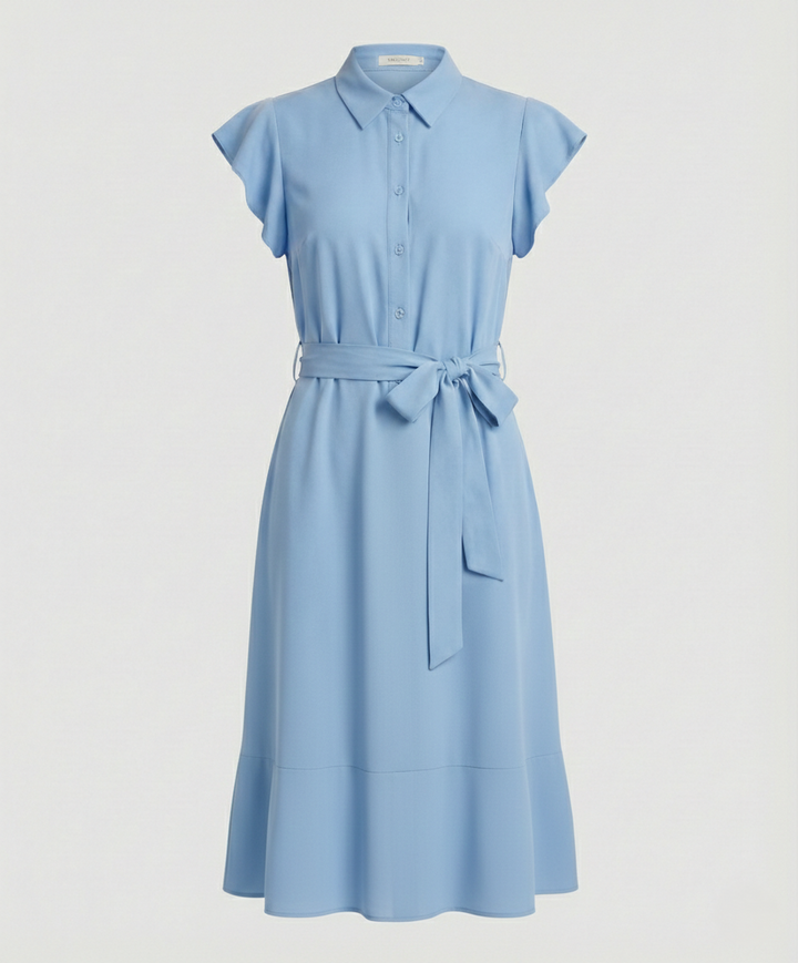 Ladies' midi dress elegant with stand-up collar