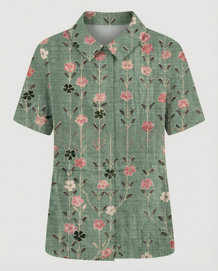 Ladies Blouse Linen Peter Pan Collar