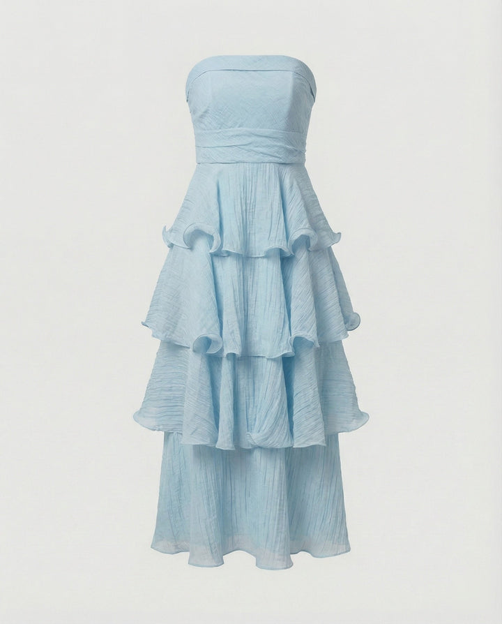 Women’s Bandeau Maxi Dress with Ruffles