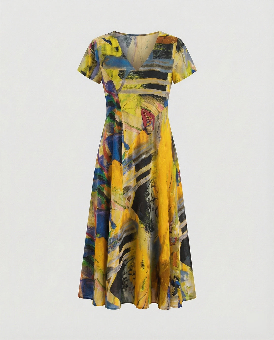 Leisure dress women midi dress flared skirt