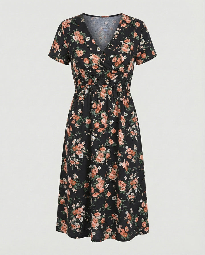 Women’s midi dress smocked waist
