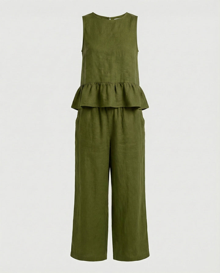 Ladies Two-Piece Set Ruffle Top & Palazzo Pants