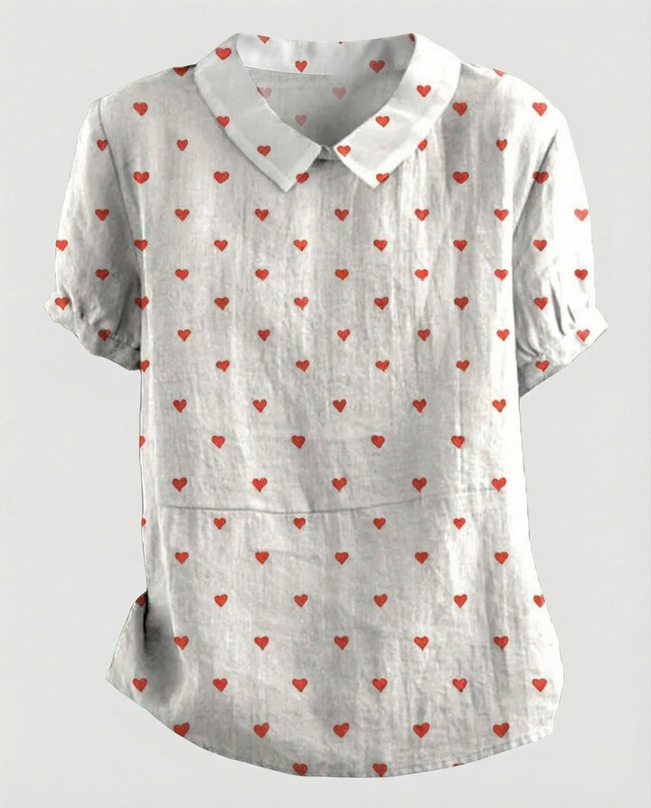 Ladies Blouse Linen Peter Pan Collar